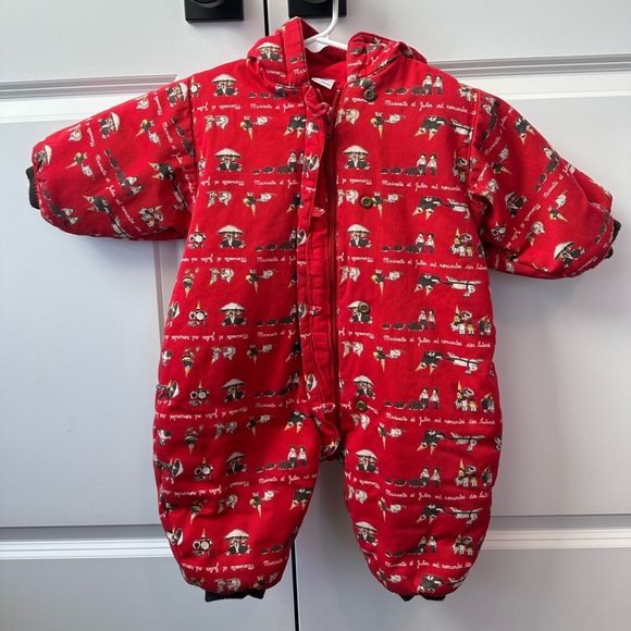 Vintage Petit Bateu Red Snowsuit (Size 1AN/12 Months) - Picture 1 of 7